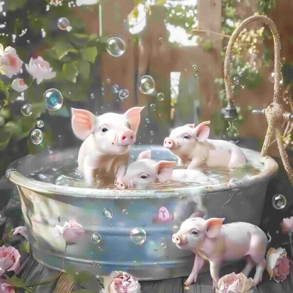 4 Pigs in a Tub