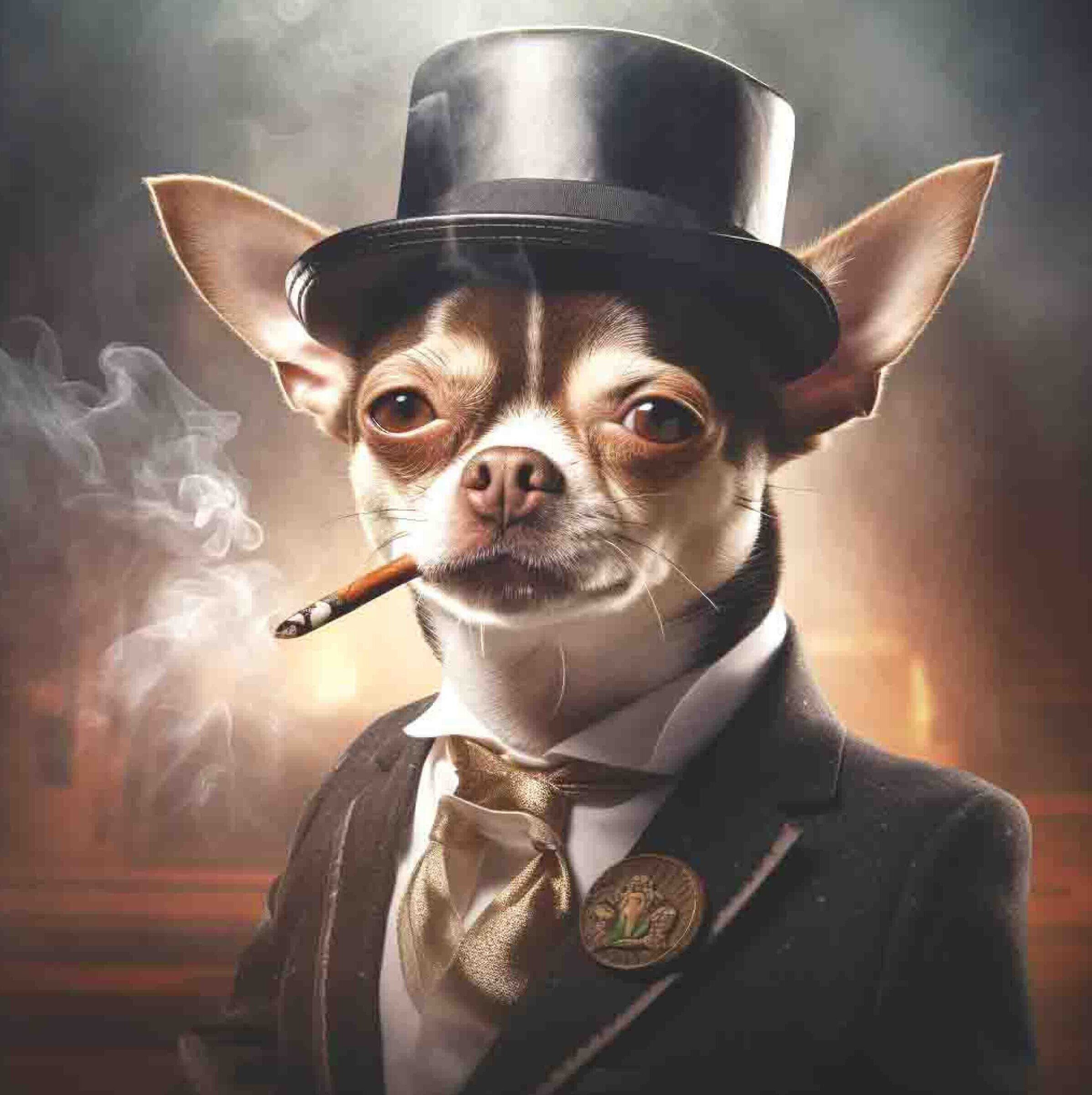 Gangster Chihuahua Tan Smoking