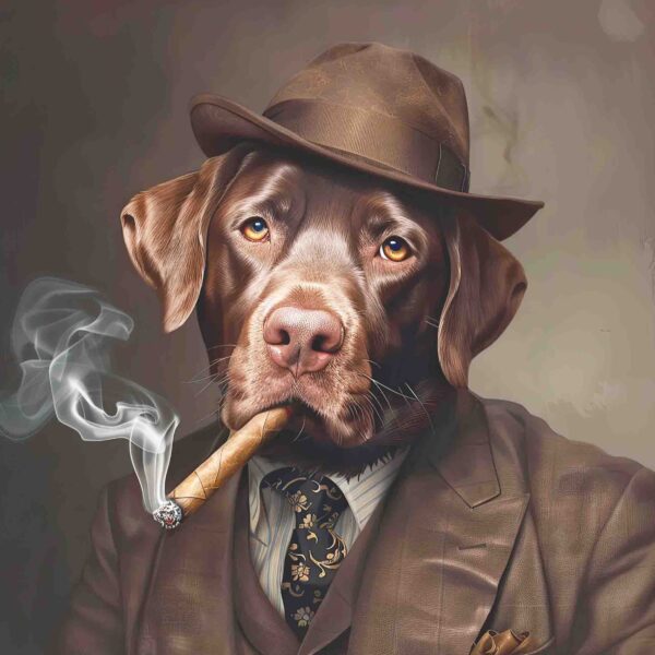 Gasngster Chocolate Lab Smoking
