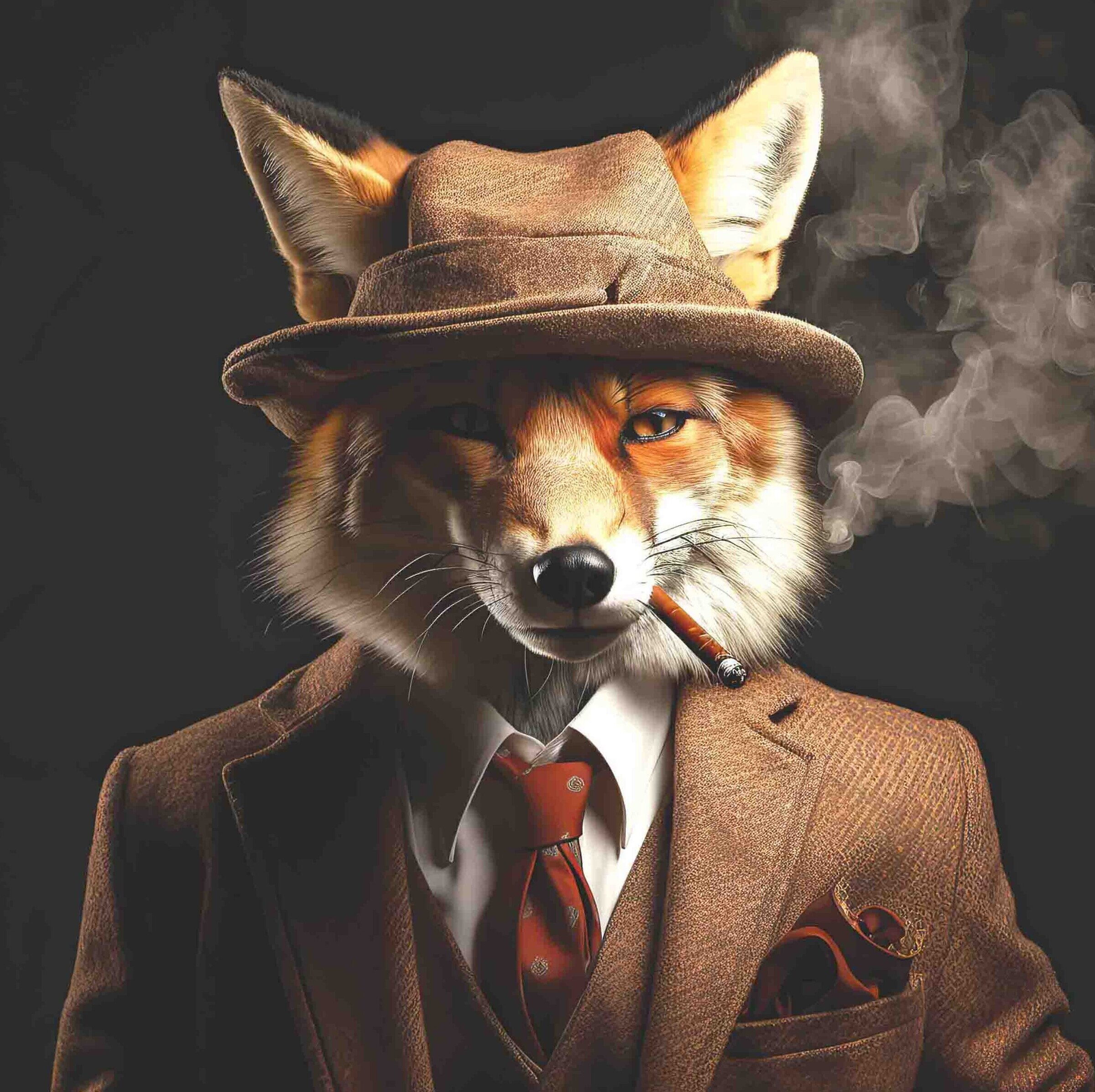 Gangster Fox Smoking Brown Suit