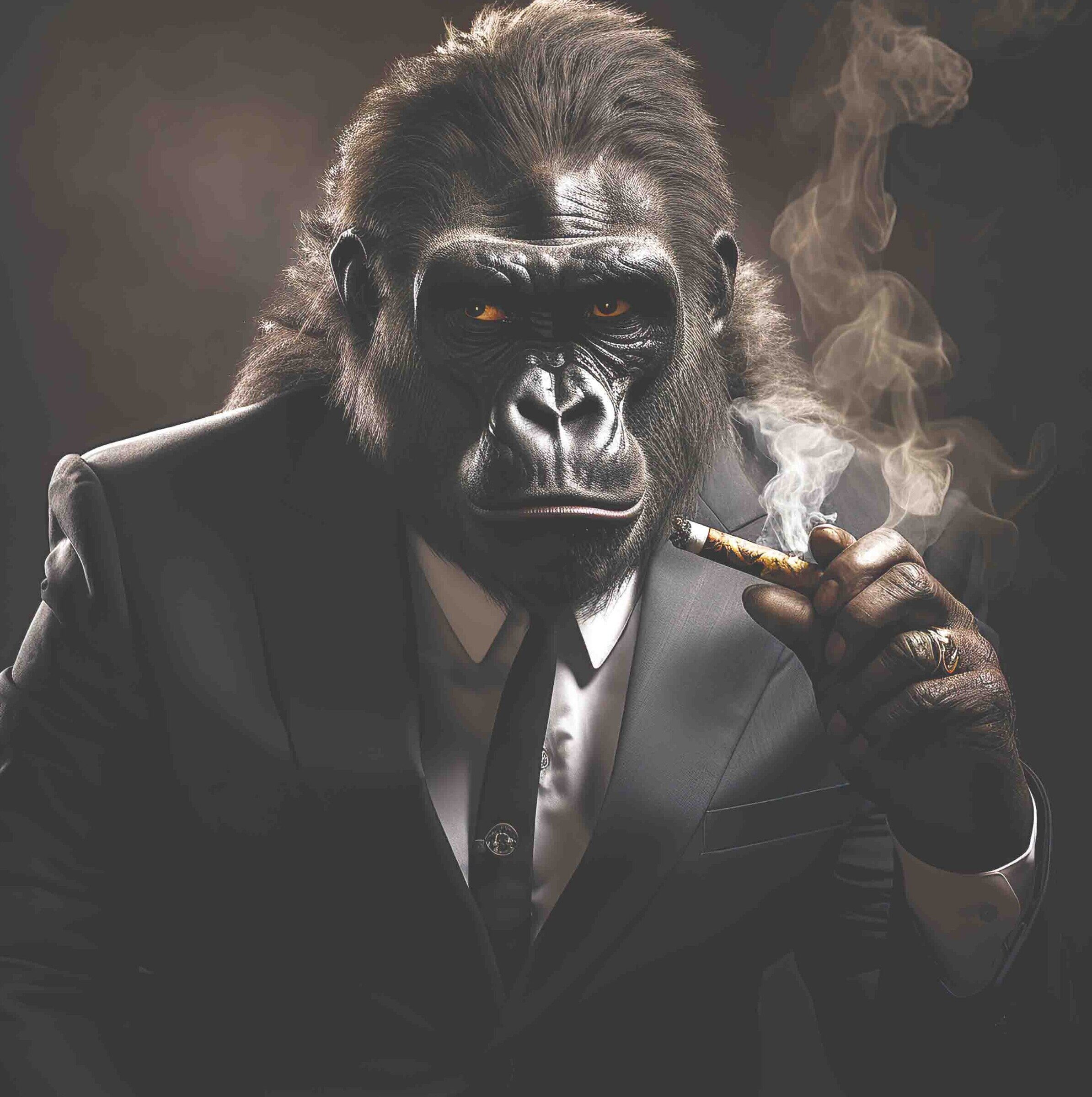 Gangster Gorilla Smoking