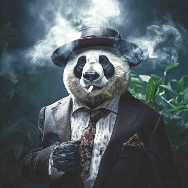Gangster Panda Smoking Green Leaves
