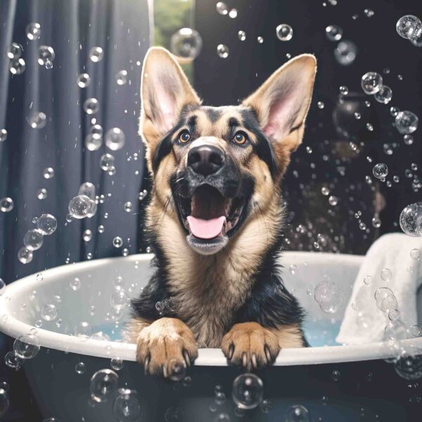 German Shepherd Bubble Bath