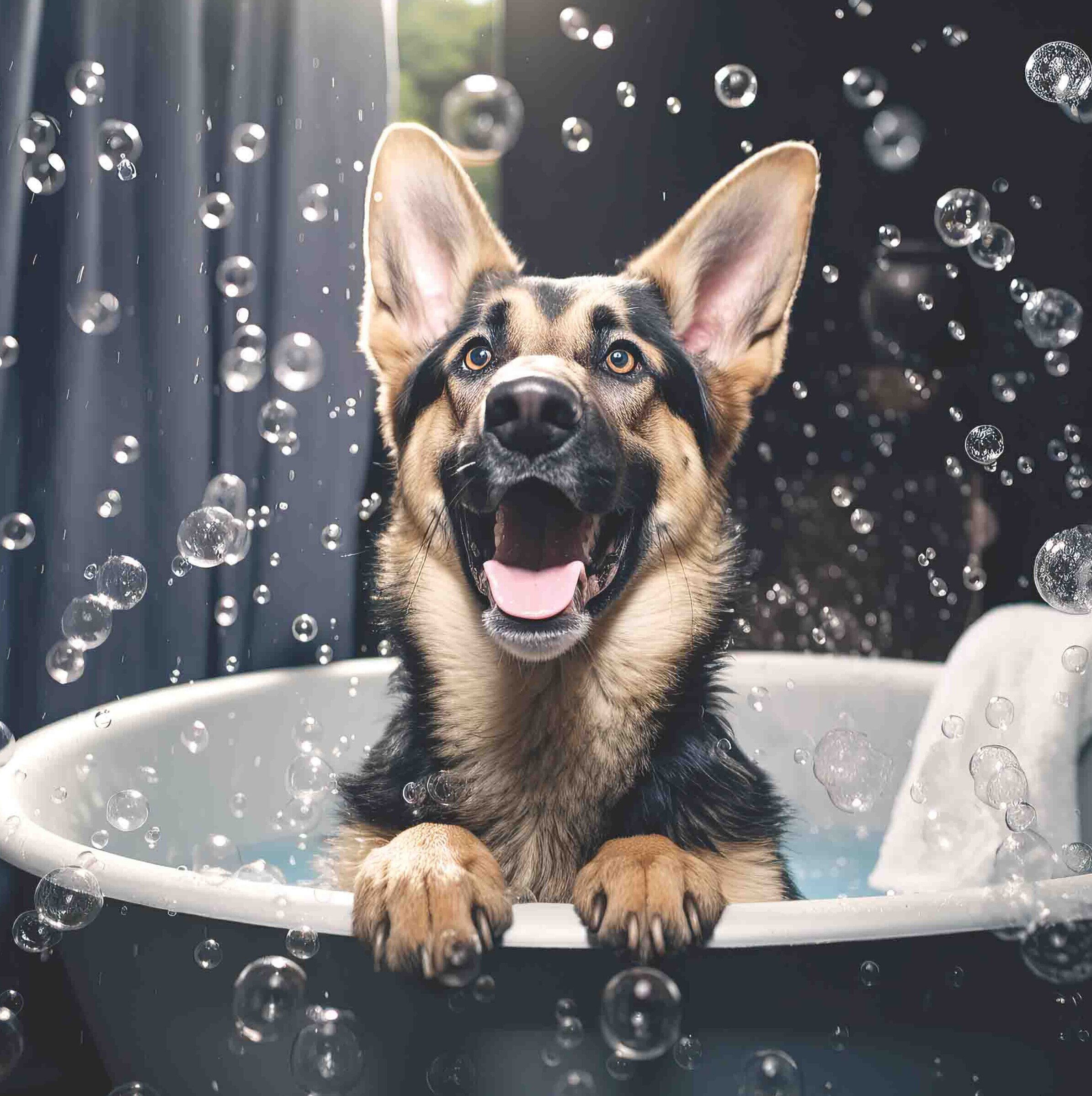German Shepherd Bubble Bath