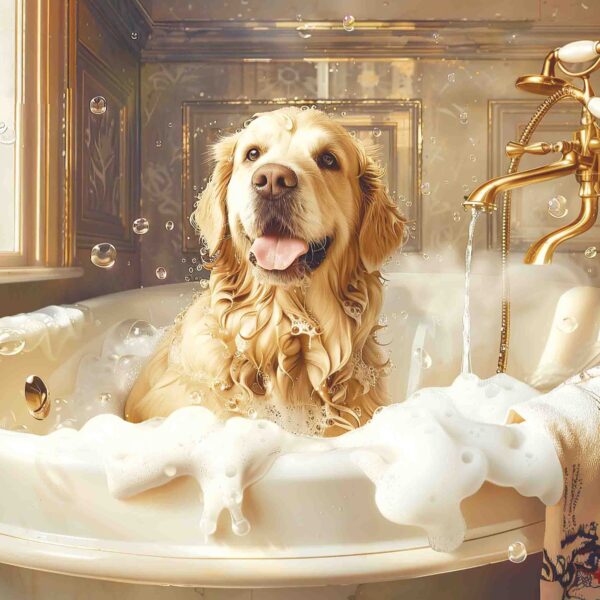 Golden Retriever Bubble Bath