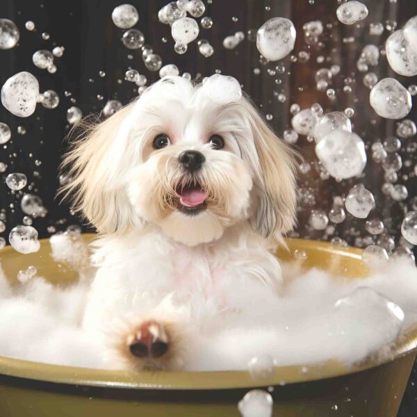 Lhasa Apso White Bubble Bath