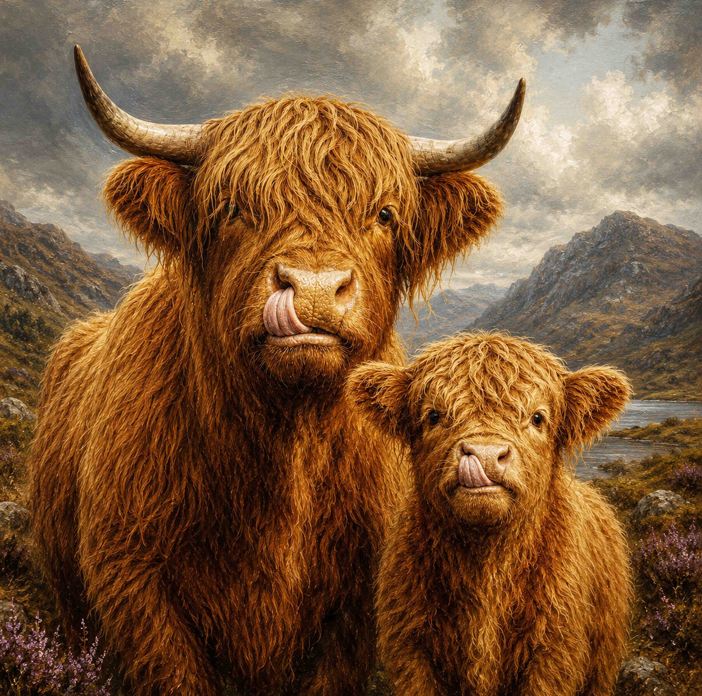 Highland Cow Father & Son