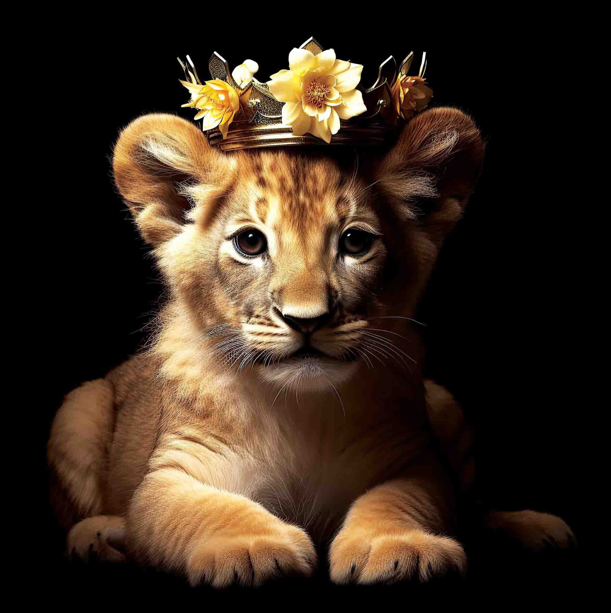 Lion Cub Girl Flowers Crown