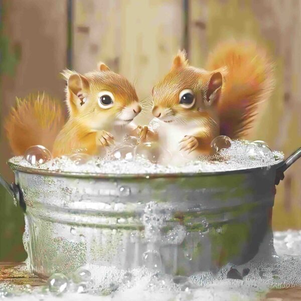 Red Squirrel Tin Tub