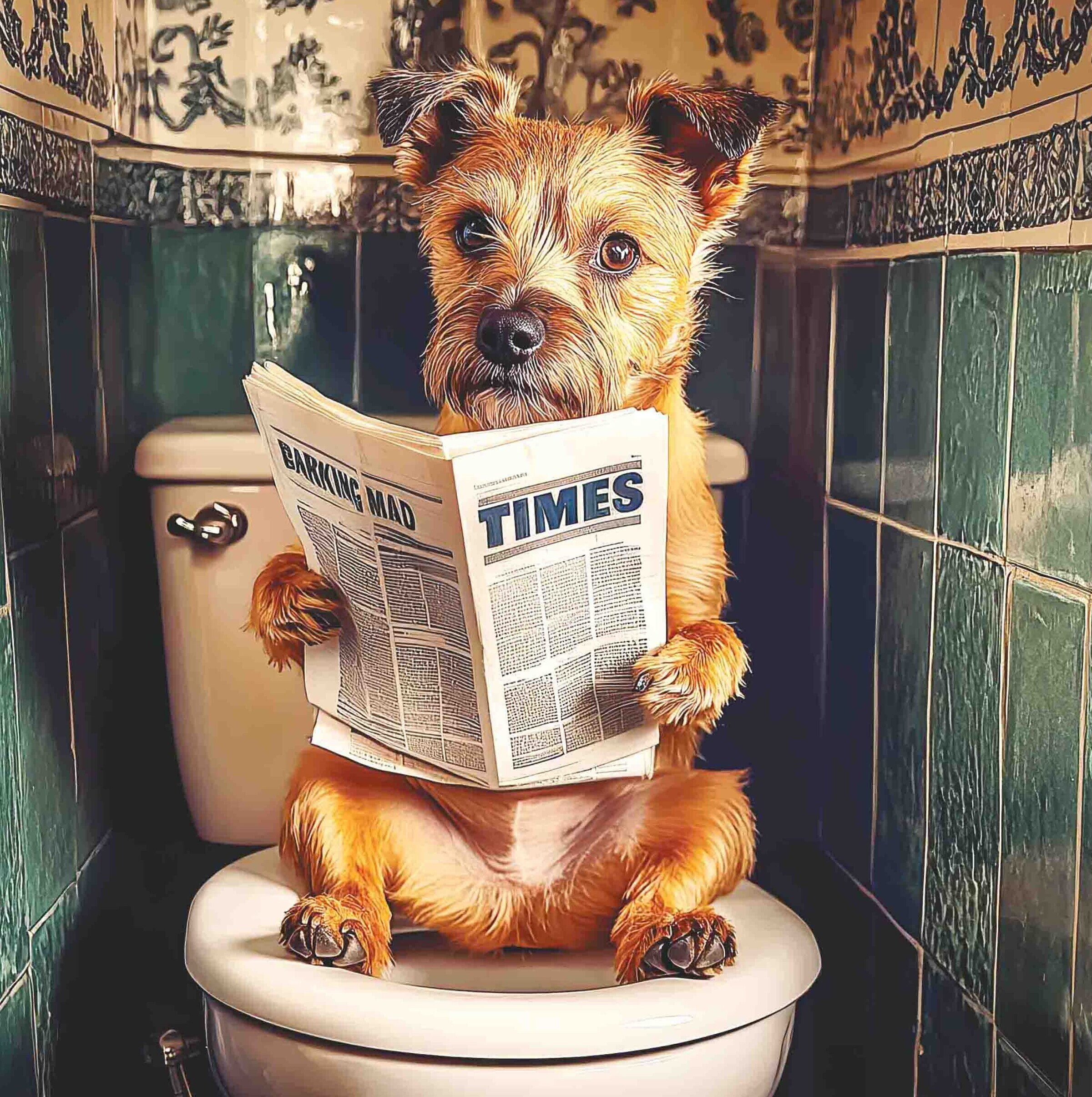 Tan Terrier Toilet
