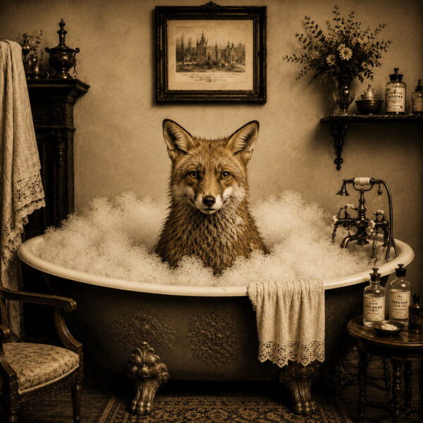 Sepia Bathtime Fox