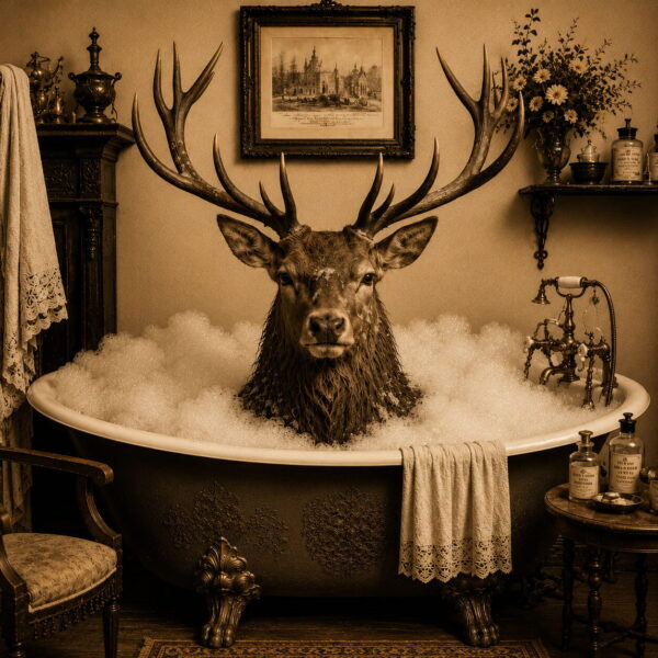 Sepia Bathtime Stag