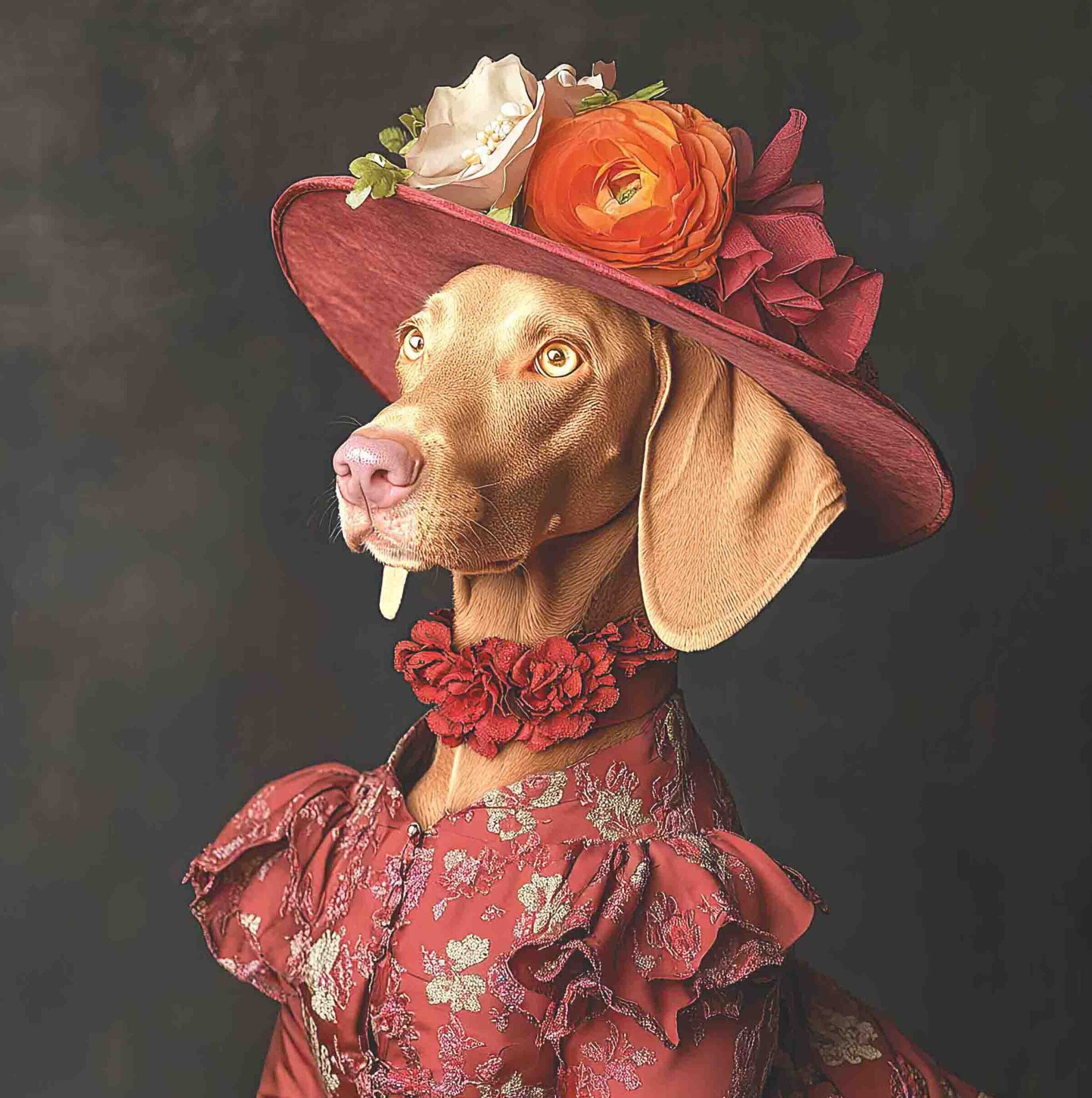 Weimaraner Female Dressed Up