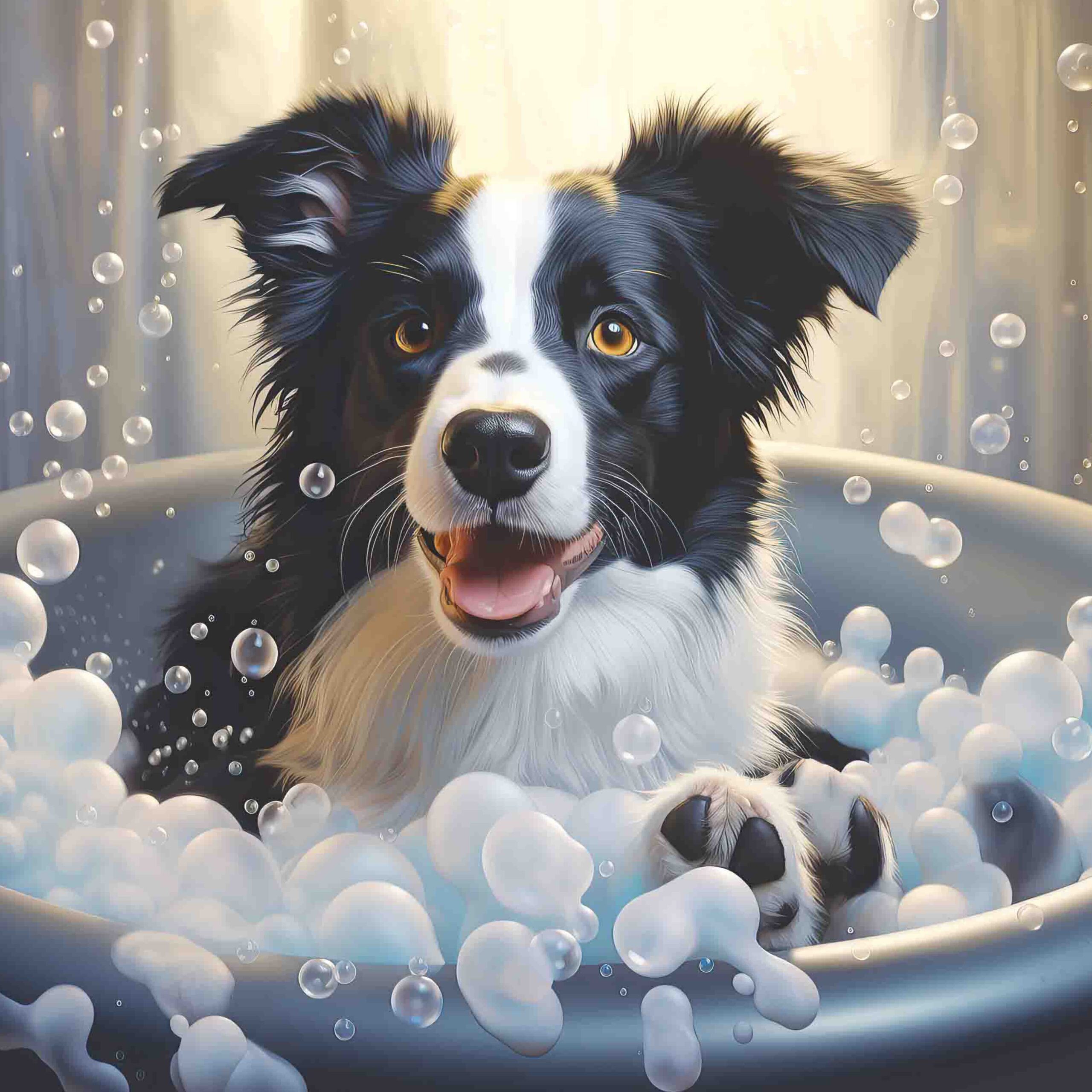 Border Collie Bubble Bath 1
