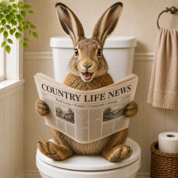 Hare on Toilet