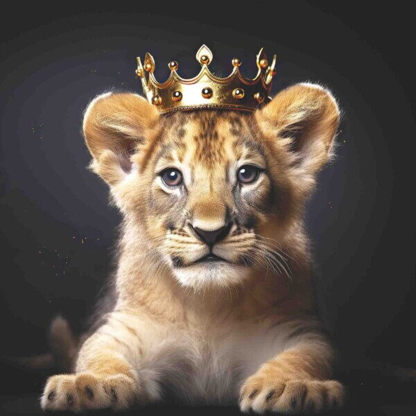 Lion Cub 3 Facing Forward Older Black BG