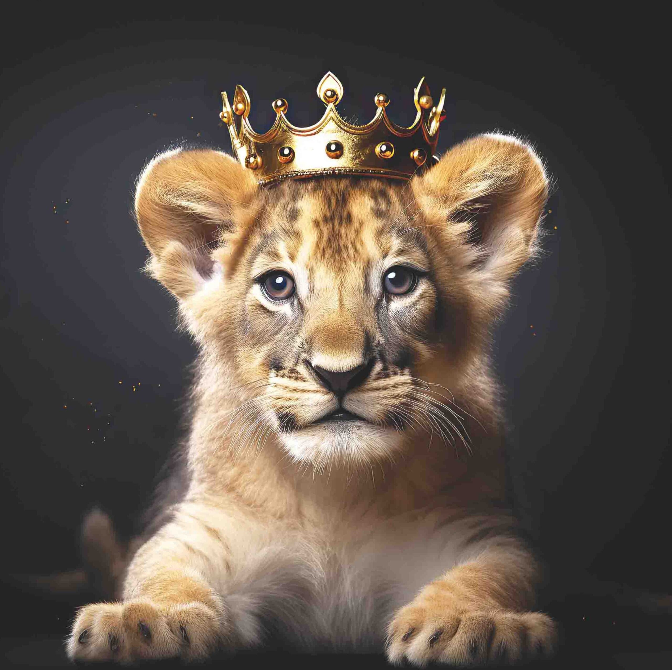 Lion Cub 3 Facing Forward Older Black BG