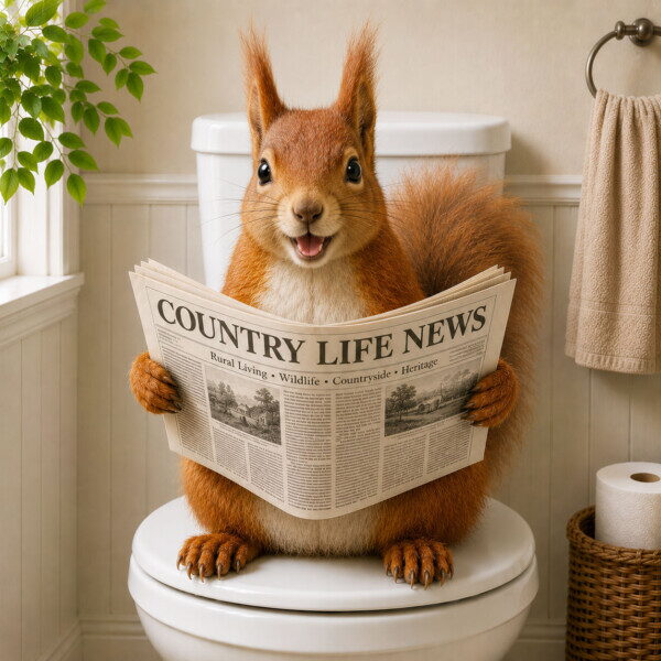 Red Squirrel on Toilet