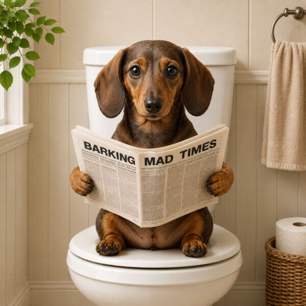 Sausage Dog on Toilet