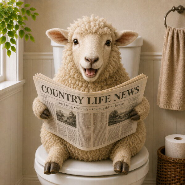 Sheep on Toilet