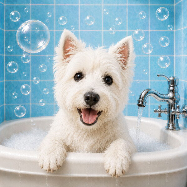 Westie in the Bath