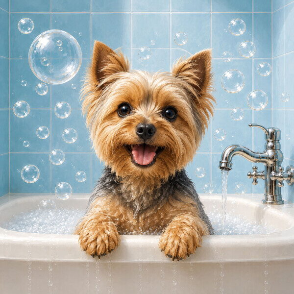 Yorkshire Terrier in the Bath