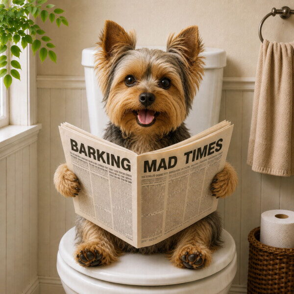 Yorkshire Terrier on Toilet