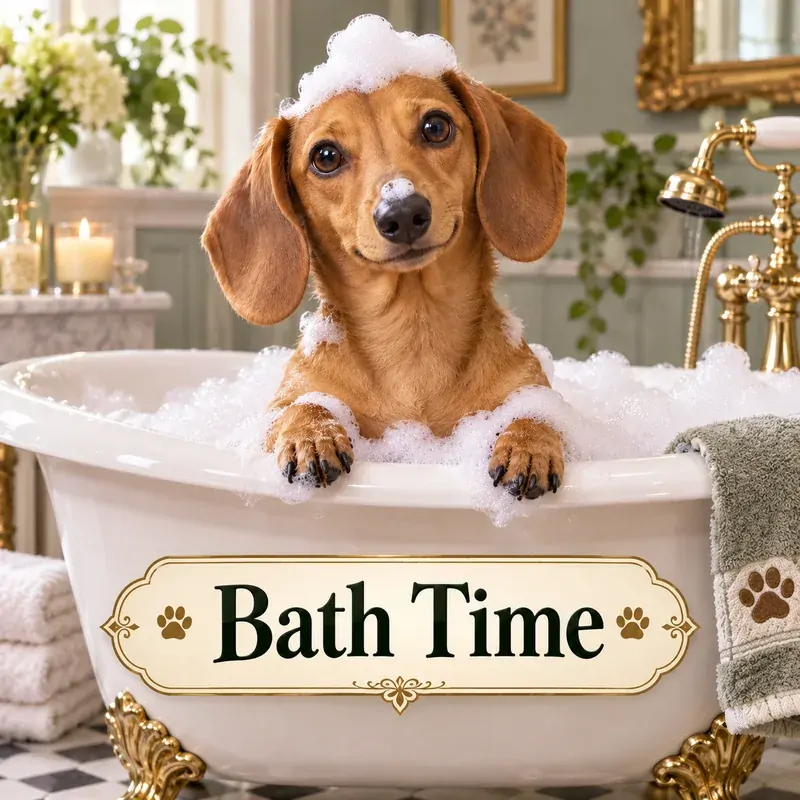 Bath Time AI pet portrait