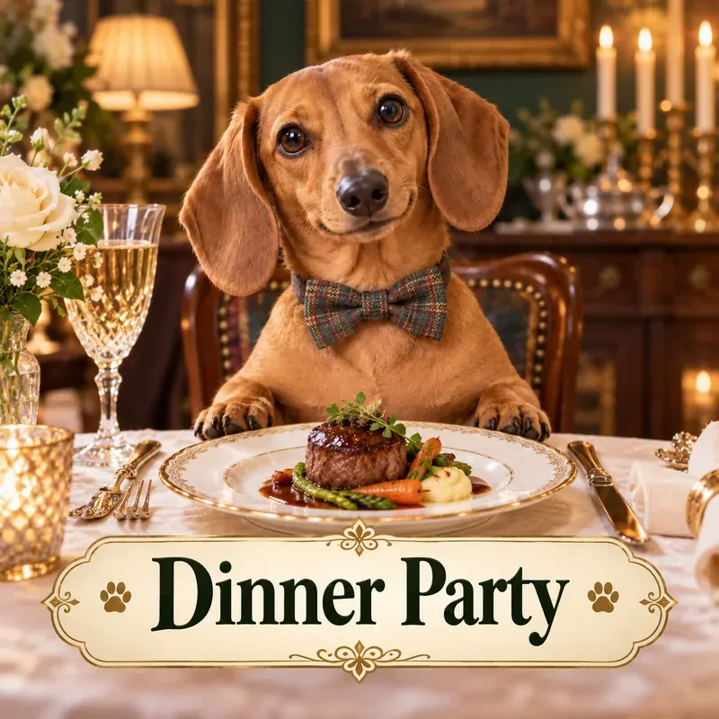 Dinner Party AI pet portrait