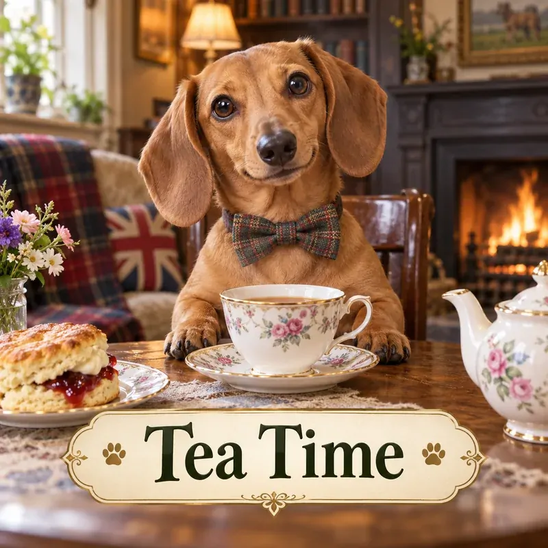 Tea Time AI pet portrait
